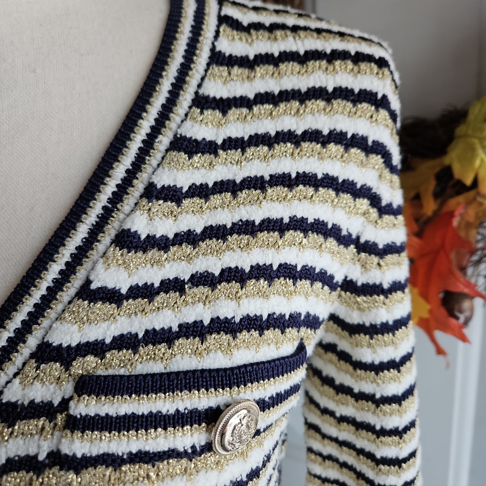 NWT Elie Tahari Gold Button Cardigan, Small - Picture 7 of 12